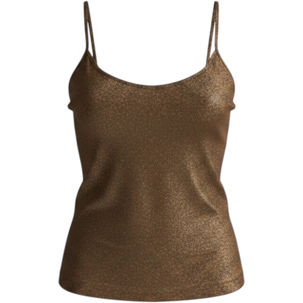 Boutique Essentials Gold Metallic‎ Shimmer Camisole Top Adjustable Straps